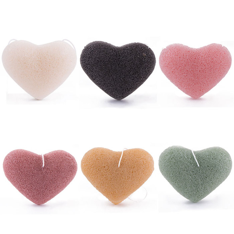 Heart Shape Konjac Sponge face Body White Lavender Cherry Blossom Aloe Vera Set of four for Baby Mothers